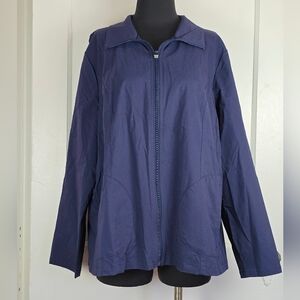 Weekends by Chico's Blue  Zip Front Spring Jacket Like New Size XL